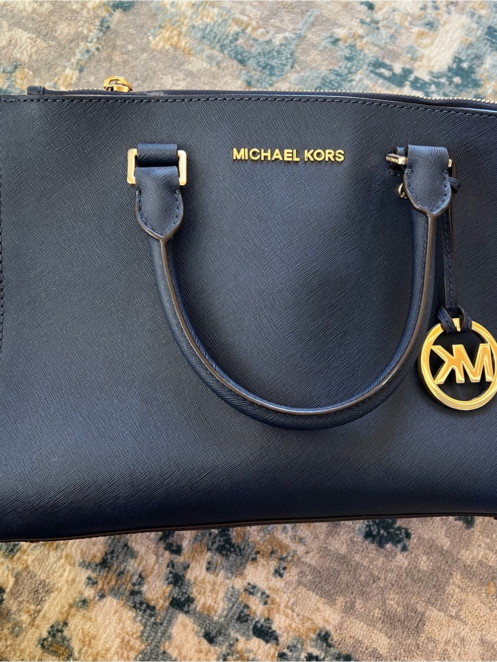 Michael Kors Black Saffiano Satchel with Gold Hardware